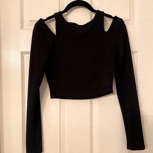 Black Slit Sleeve Top